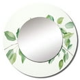 thumbnail image 2 of Designart "Minimalistic Scenery Of Green Leaves" Leaves Green Large Round Mirror - Round Bedroom Mirror Wall Decor - Traditional Round Printed Mirror - 23" x 23", 2 of 6
