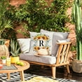 thumbnail image 3 of Monogram Letter R Summer Sunflower Throw Pillow Covers 18x18 Inch, Floral Bee Pillows Covers Decorative Family Last Name Initial Throw Pillowcase Decor for Couch Sofa, 3 of 6