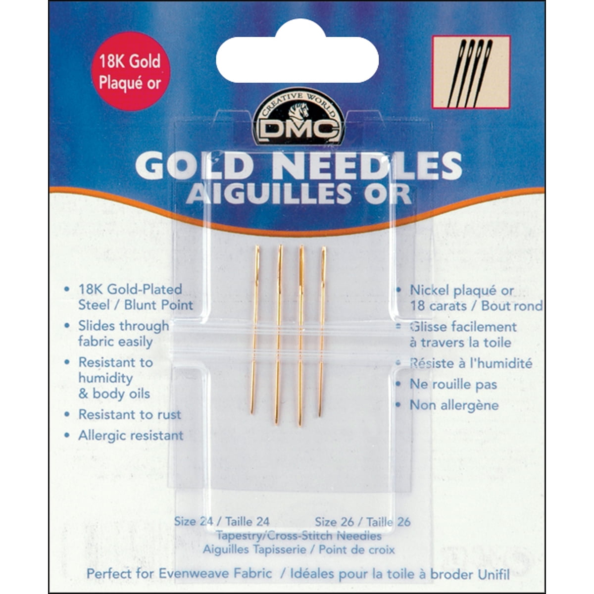 Gold Plated Tapestry Hand Needles Size 26 
