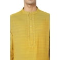 thumbnail image 5 of In-Sattva Men's Indian Embroidered Dobby Textured Woven Long Kurta Tunic; Turmeric Yellow; XXL, 5 of 5