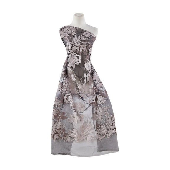 Zelouf Freya Metallic Floral Mesh , Sewing, DIY, Crafts Fabric by the Yard, Black/mauve, 3 Yard