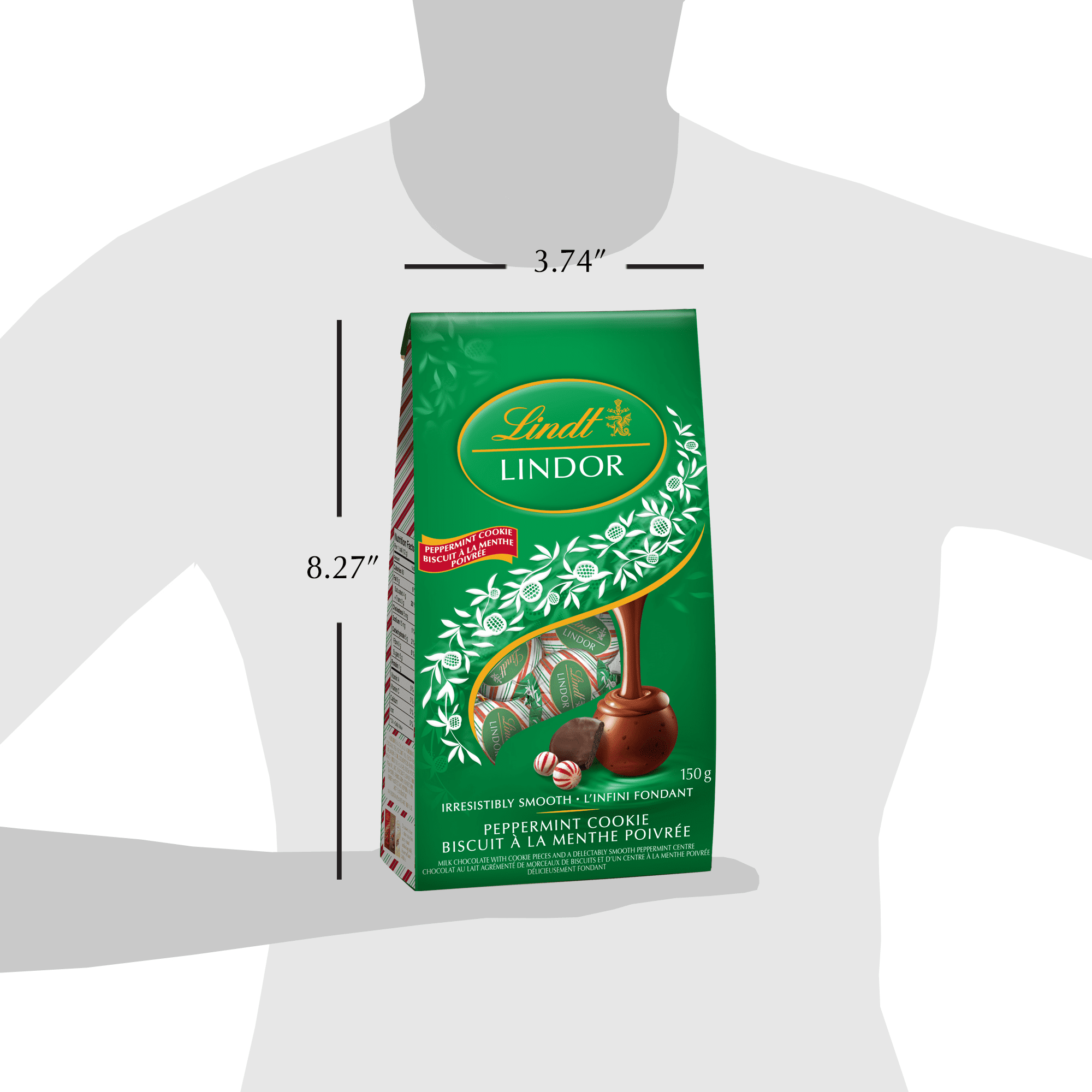 Truffes LINDOR au chocolat au lait et au biscuit à la menthe poivrée de Lindt – Sachet (150 g) 150 g