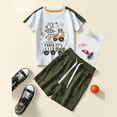 thumbnail image 2 of Baby Boys Outfits Summer Short Sleeve Cartoon Print T Shirt Tops Drawstring Pocketed Shorts Kids Clothes AG 6 Years-7 Years, 2 of 5