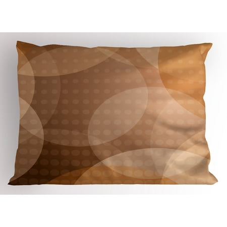 Lr Sham - Tan Pillow Sham Overlapping Circles with Big and Small Polka Dots Pattern Gradient Modern Display, Decorative Standard Size Printed Pillowcase, 26 X 20 Inches, Tan Brown White, by Ambesonne