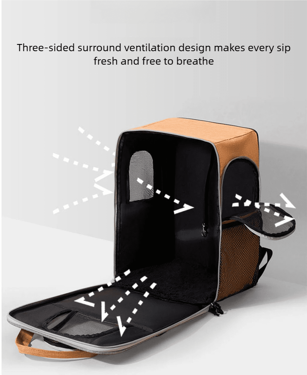 Large Capacity Pet Backpack for Cats & Small Dogs, Ventilated Travel Carrier with Reflective Strip, Foldable Design, 32x22x42cm