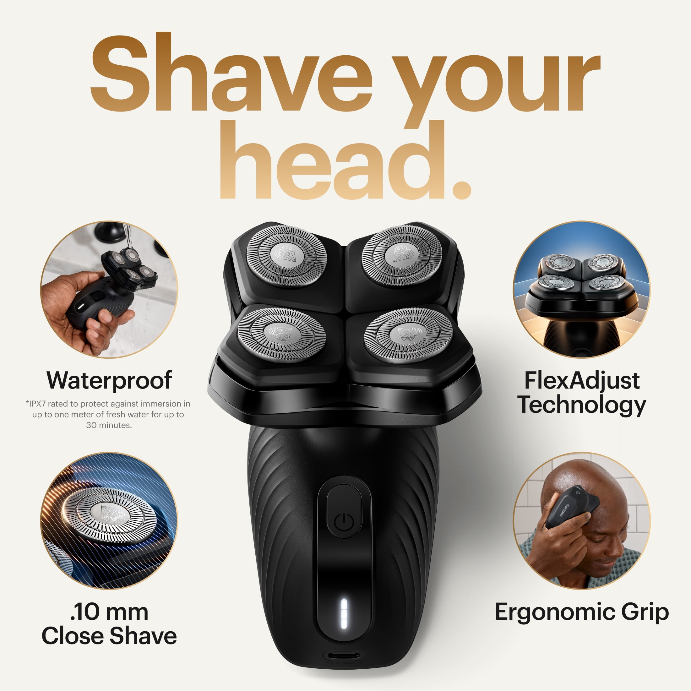 The Dome Shaver Plus Precision Pack MANSCAPED , Rasoir électrique pour la tête, Tondeuse Wet/Dry pour le crâne avec Power Shave Gel MANSCAPED RASOIR POUR TETE