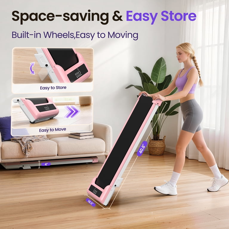 Bigzzia Flat Under Desk Treadmill, Easy Storage, Compact for Home