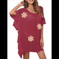 thumbnail image 3 of Traje de Baño de Playa Holgado y con Volantes de Color Liso para Mujer Rojo Talla Única, 3 of 8