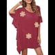 thumbnail image 3 of Traje de Baño de Playa Holgado y con Volantes de Color Liso para Mujer Rojo Talla Única, 3 of 8