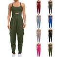 thumbnail image 2 of Xuhomer Active Workout Jumpsuit For Women Hollow Solid Color Wide Legs Tank Rompers Running Yoga Gym Cami Overall Summer Long Pant Outfits Exercise Jumpsuit, 2 of 8