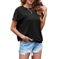 thumbnail image 5 of Women Short Cap Sleeve Tops Summer Casual Sweatshirt Crew Neck Loose Fit T-Shirts, 5 of 6