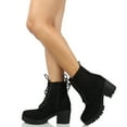 thumbnail image 4 of Soda Women's Faux Suede Combat Lug Block Heel Boot, Black, 5.5 M US, 4 of 4