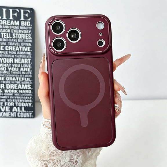 For iPhone 18 Pro Max Phone Case,Compatible with Wireless Charging,Metal Precision Lens Protection,Anti-Scratch Matte Back,Ultra Slim Non-Slip Sturdy Shockproof Thin Phone Case,Cherryred