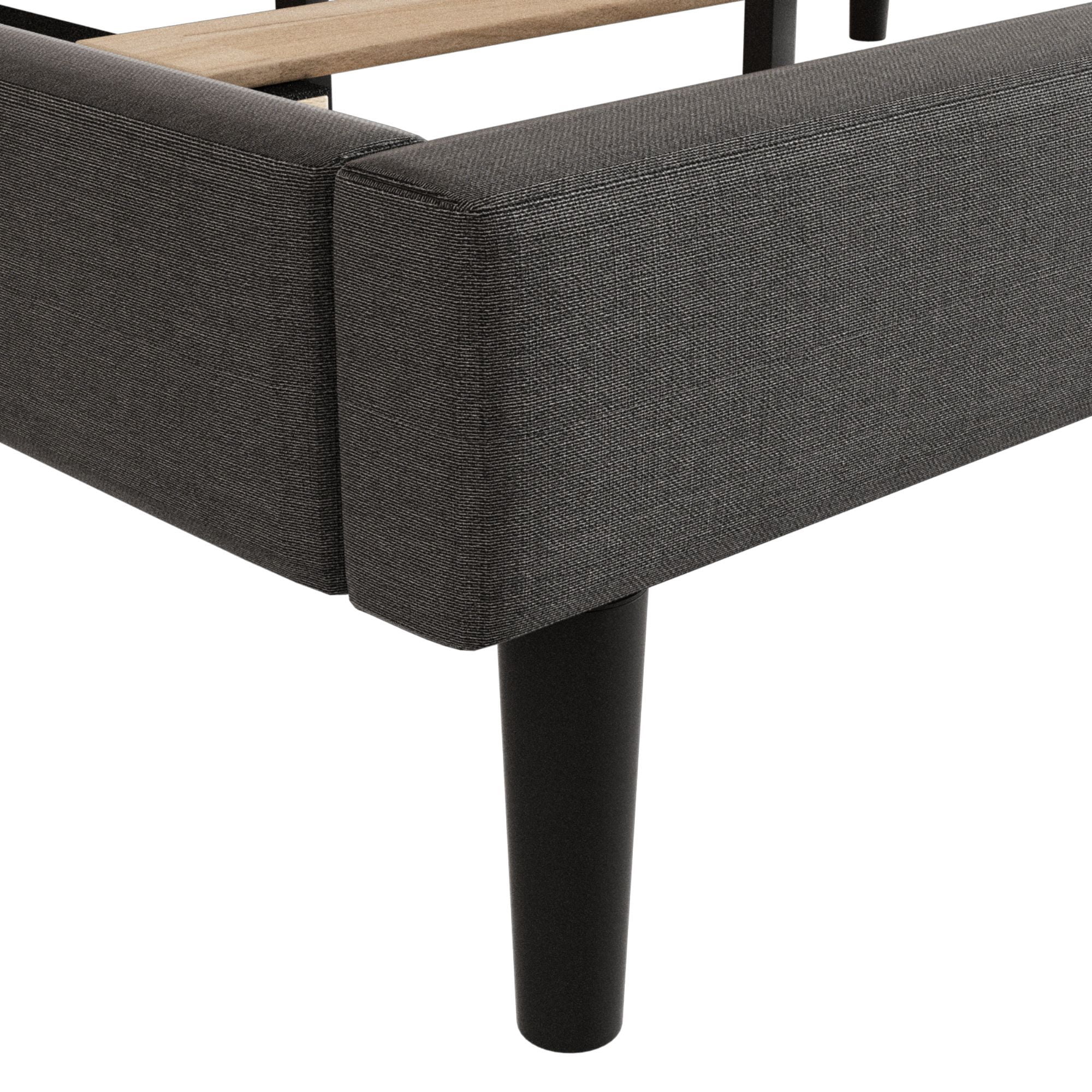 Unizone Full Size Bed Frame with Upholstered Headboard, Modern Tufting Style, Dark Gray