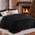 thumbnail image 2 of RUIKASI Brushed Flannel Blanket Black Throw, Super Soft and Cozy Blankets All Season Use, 2 of 9