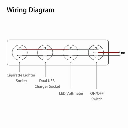 4 in 1 Marine Switch Panel,12V 4.2A Dual USB Charger Socket Power Outlet & LED Voltmeter & Cigarette Lighter Socket & LED Lighted ON Off Rocker Toggle ...