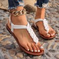 thumbnail image 4 of Sandalias Planas con Correas de Tobillo de la Mujer Redonda Del Dedo Del Pie Abierto Sandalias Tejidas, Espalda Elástica Zapatos de Verano Casuales para la Playa Y el Uso Diario, 4 of 9