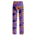thumbnail image 5 of Pajama Pants for Women Halloween Pumpkin Print Soft Drawstring Comfy Sleep Pants, 5 of 5