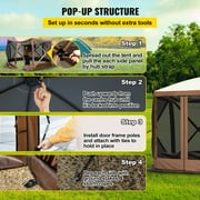 BENTISM 10x10 Camping Gazebo Tent, 6 Sided Pop-up Canopy Screen Tent for 8 Person Camping, Waterproof Screen Shelter with Portable Storage Bag, Ground Stakes, Mesh Windows
