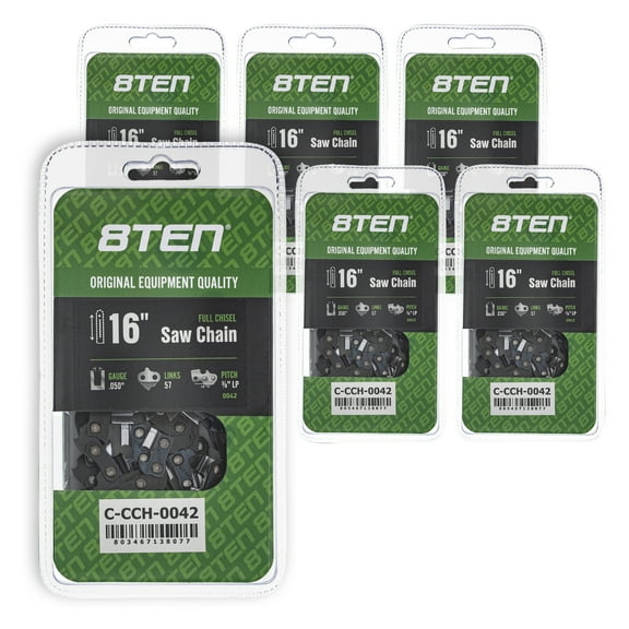 Full Chisel Chainsaw Chain 16 inch .050 3/8 LP 57 DL for Echo Craftsman 6 Pack 810-CCC2264H