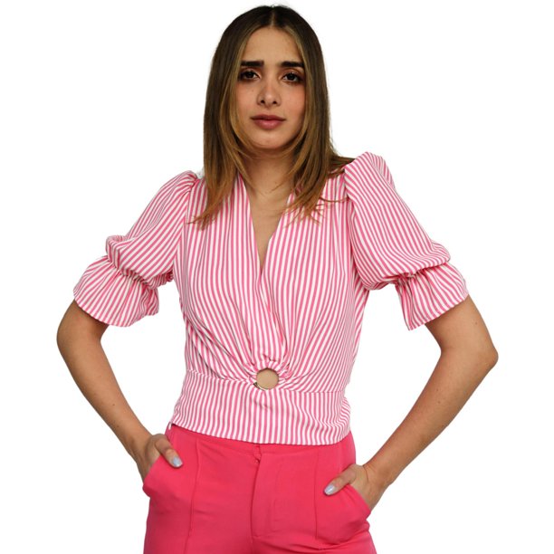Blusa escote V, modelo 0521 (Rosa) rosa G Roman Fashion Blusa regular 0521