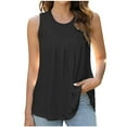 thumbnail image 2 of LYEAA Women's Summer Tank Tops No Sleeve Plus Size Sleeveless Crew Neck Summer Loose Casual Tee Shirts Solid Flowy Beach Elegant Pullover Vest Breathable Soft Loungewear Going Out Clothes Black L, 2 of 4
