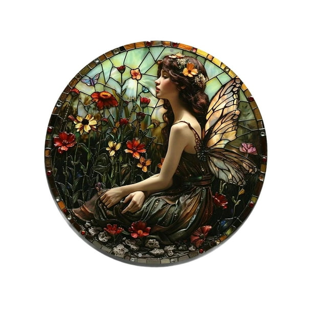 Adorno colgante de hada, de , decoración de , placa decorativa plana 2D, decoración de pared, navideña para el hogar, porche y jardín. Estilo C