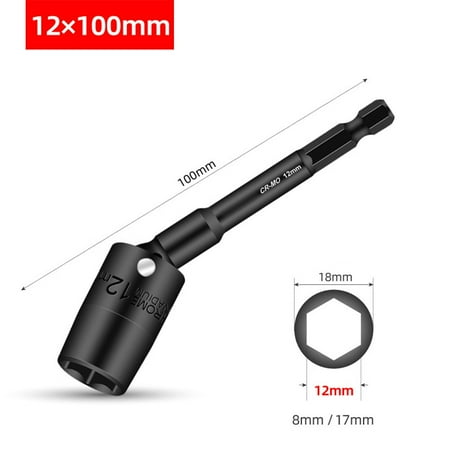 

360 Degree Rotatable Impact Driver Socket Head Adapter H8-H19 Hex Shank 100mm