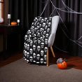 thumbnail image 2 of Serafina Home Halloween Blanket Throw: White Skulls on Black Fleece Extra Large 70 x 50 for Sofa Bed Couch Chair Dorm, 2 of 7
