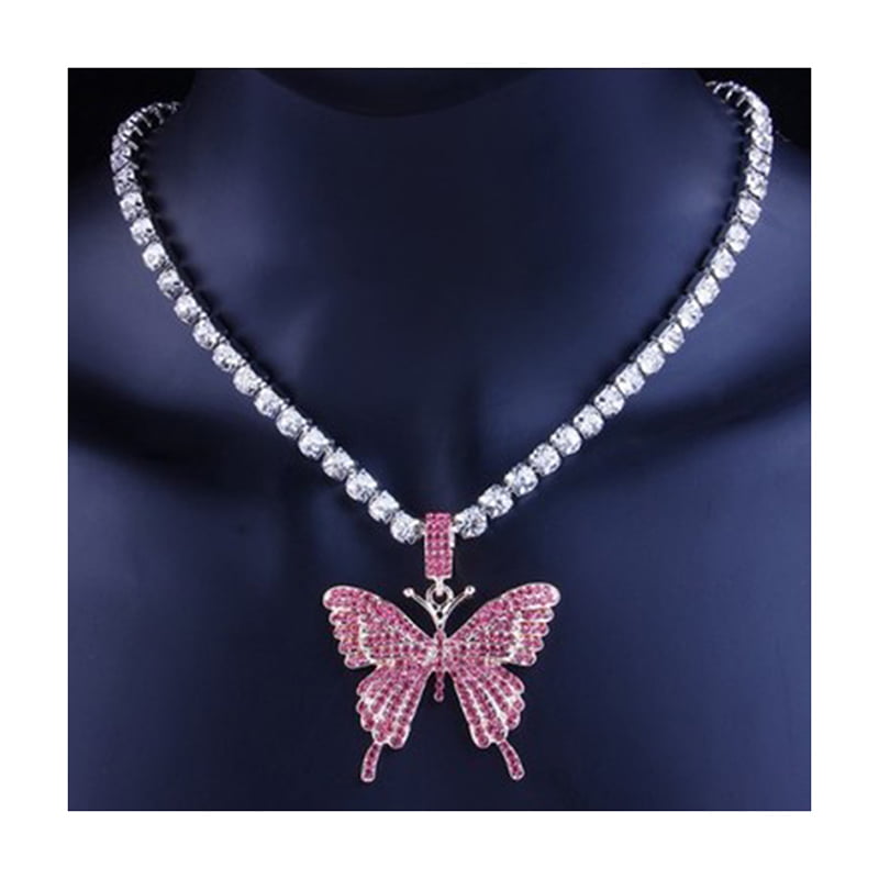 Sparkling Diamante Butterfly Necklace and Earrings Set 