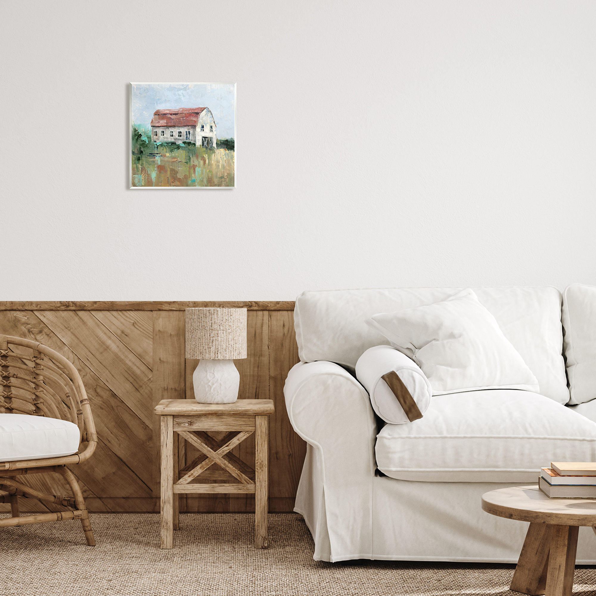 Stupell Industries Rustic Barn Painting Landscape Painting Unframed Art Print Wall Art, 12 x 12