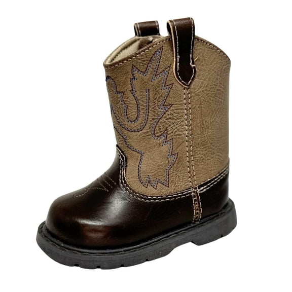 Baby Deer Round Toe Western Boot, Brown 2