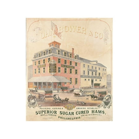Poster Advertising 'John Bower and Co. Superior Sugar Cured Hams' Print Wall