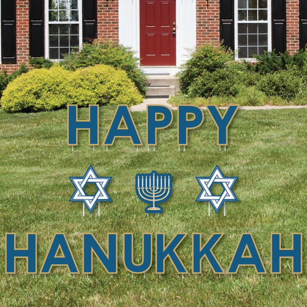 Happy Hanukkah Yard Sign Outdoor Lawn Decorations Chanukah Yard