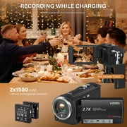 SEREE Video Camera for Youtube Camcorder QHD 2.7K 50MP Vlogging Digital Camera with 32GB Card and 2 Batteries
