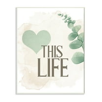 Stupell Industries Love This Life Text Green Heart Neutral Brown Wall Plaque by Kim Allen