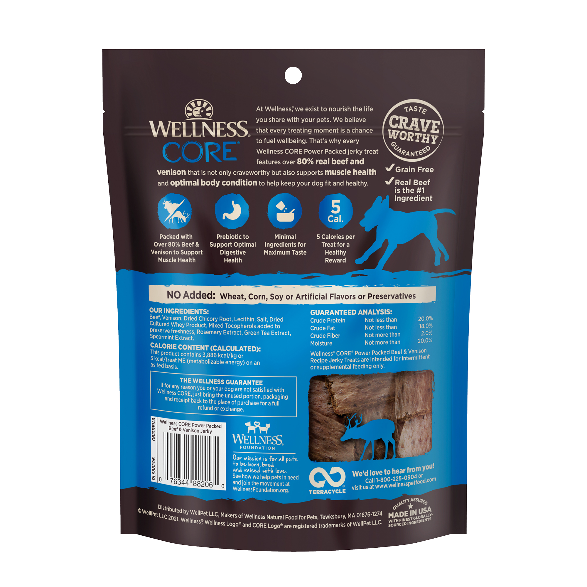 Wellness CORE Power Packed Jerky Dog Treats, Grain Free, Venison, 4 Ounce Bag - image 3 of 10