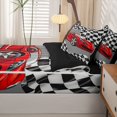 thumbnail image 5 of Manfei Red Sports Cars Zipper Twin Comforter Sets with Fitted Sheet and 2 Pillowcases,Classic Racing Print Zipper Bedding Set,Black Reversible,4pcs, 5 of 8