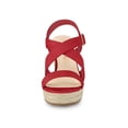 thumbnail image 6 of BLISSFUL STEP Women's Shoes Crisscross Ankle Strap Espadrille Wedge Sandals Red 7.5, 6 of 7