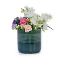thumbnail image 5 of mdj pottery Glazed Ceramic Flower Pot, Set of 3, Grid Pattern Ceramic Plant Pot with Drainage Holes, 5.5"/7.48"/9.65" Planter for Succulents, Violets & Mini Orchids, Indoor Outdoor - Blue Green, 5 of 7