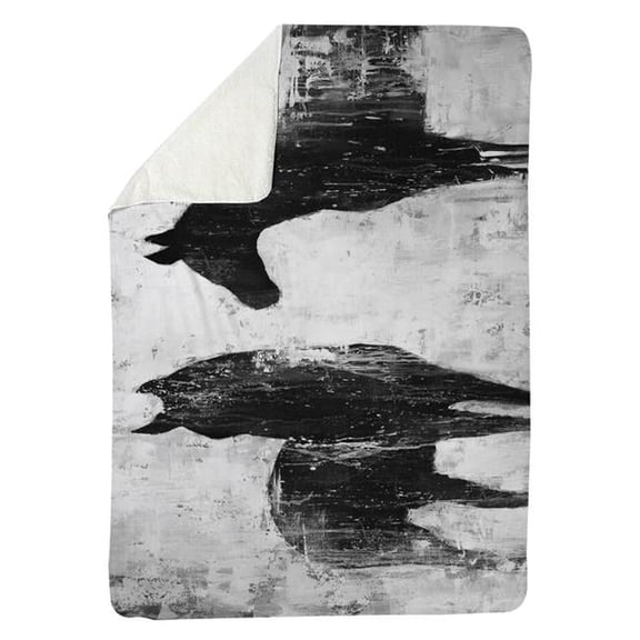 60 x 80 in. Black & White Horses-Sherpa Fleece Blanket