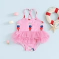 thumbnail image 2 of Odeerbi 3M-2Y Toddler Girls One Piece Swimsuit Summer Beach Tulle Swim Skirt Hawaiian Beachwear Ice Cream Print Mesh Bathing Suit, 2 of 5