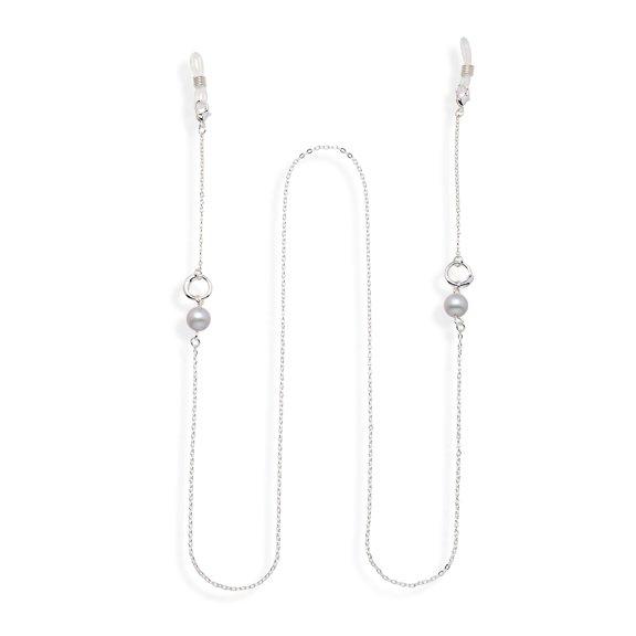 Silvertone Sunglasses Chain With Swarovski Pearls