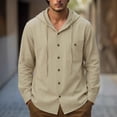 thumbnail image 2 of Dagugfen Cotton Button down Shirts for Men Hoodie Long Sleeve Lightweight Vacation Beach Breathable Shirts, 2 of 4