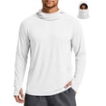 thumbnail image 2 of BiZtdJrK Mens Sun Protection Hoodie with Mask UPF 50+ Quick Dry Long Sleeve Fishing Hiking Shirts Solid Color Lightweight UV Rash Guards White XXL, 2 of 9