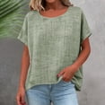 thumbnail image 5 of GUACER Relaxed T Shirts for Women Summer Round Neck Cotton Linen Solid Breathable Short Sleeve Tops, 5 of 6