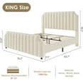 thumbnail image 2 of GarveeHome King Size Velvet Upholstered Platform Bed Frame with 50.2" Tall Tufted Headboard, Nailhead Trim, No Box Spring Needed, Beige, 2 of 9