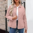thumbnail image 2 of Women's Winter Quilted Jacket Lightweight Long Sleeve Button Down Diamond Puffer Outerwear Coat with Pockets, 2 of 7