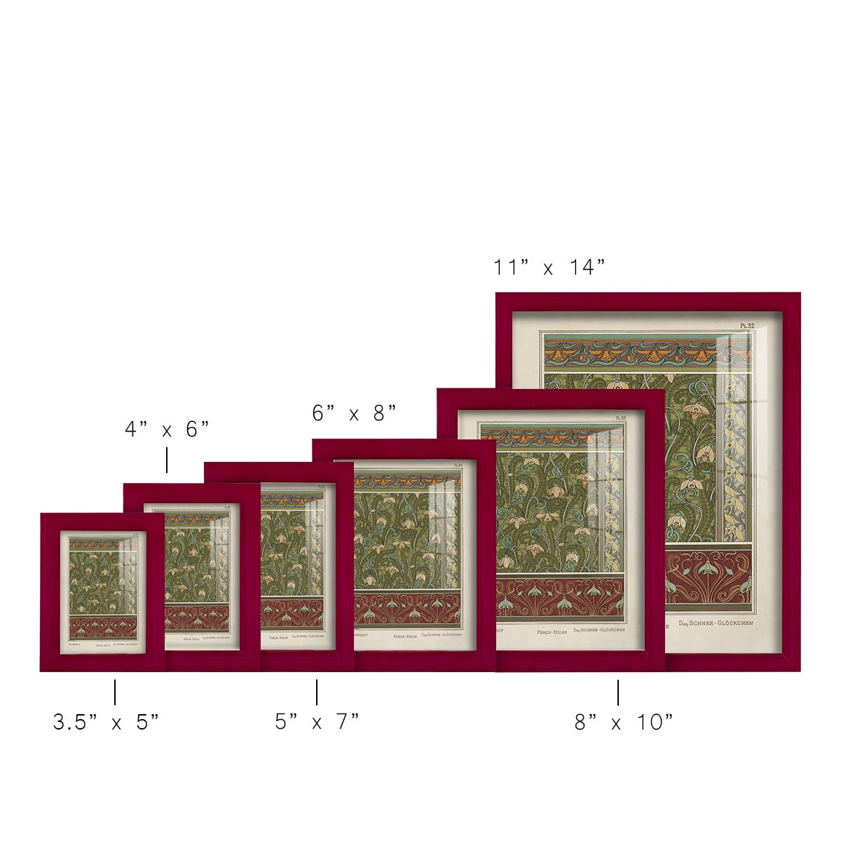 Nouveau Decorative VI - Framed Print w/glass - Cherry Red