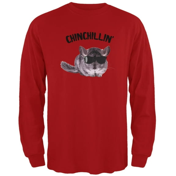 Chinchillin Chinchilla Red Adult Long Sleeve T-Shirt - Large